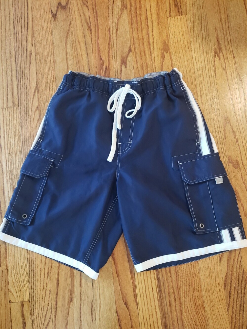 Sonoma Swim Trunks- Navy  Cargp with White & Gray Trim Size: S
